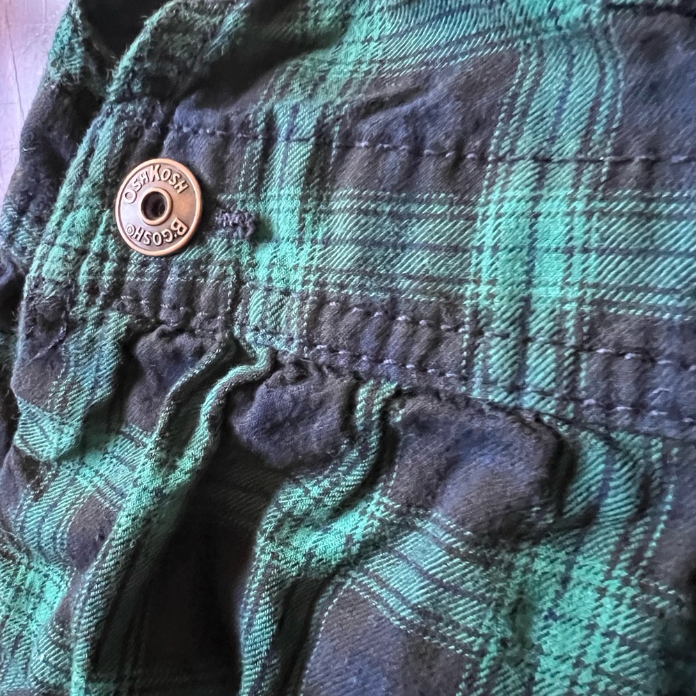 Oshkosh overall dress plaid navy blue and green 4t - Picture 4 of 7